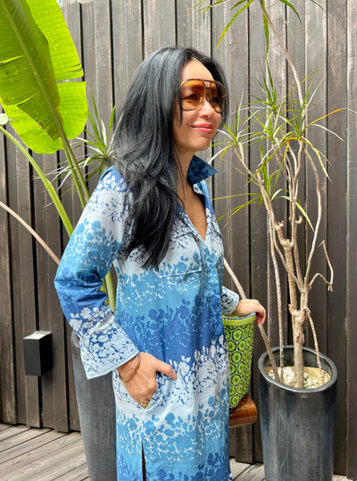 Blue garden shirt gown