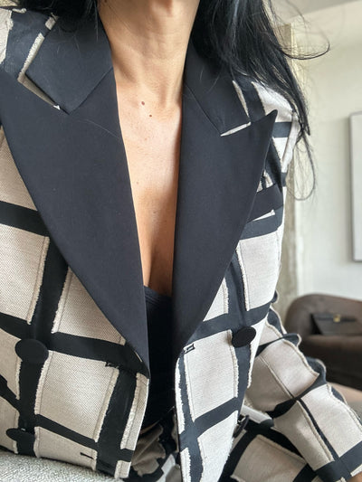 Waffle Double Breasted Crop-Jacket